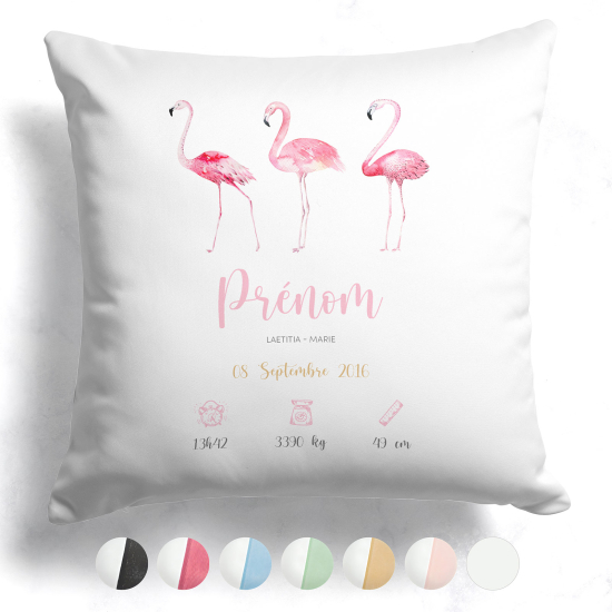 Coussin de naissance - Flamants roses