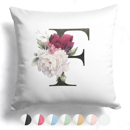 Coussin monogramme bicolore avec initiales - F