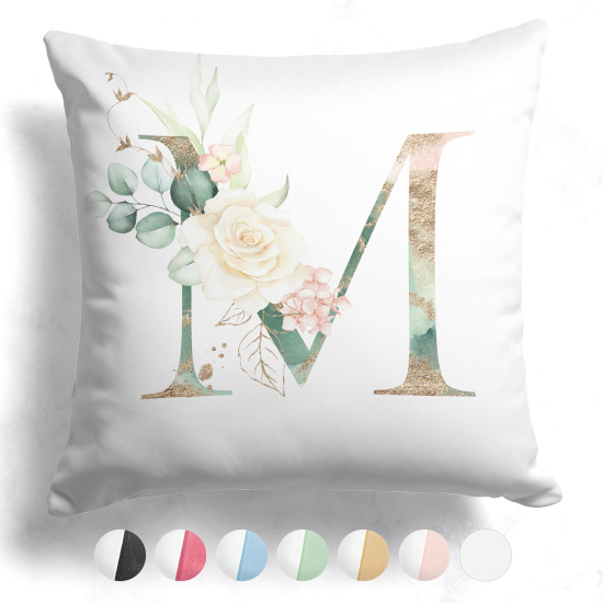 Coussin monogramme bicolore avec initiales - M