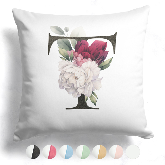 Coussin monogramme bicolore avec initiales - T