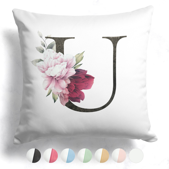 Coussin monogramme bicolore avec initiales - U