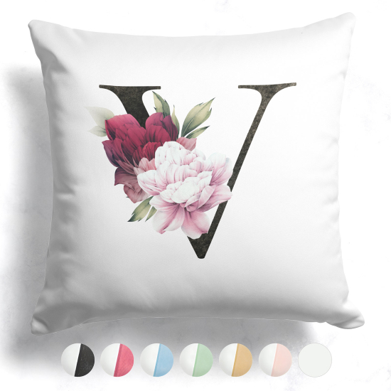 Coussin monogramme bicolore avec initiales - V