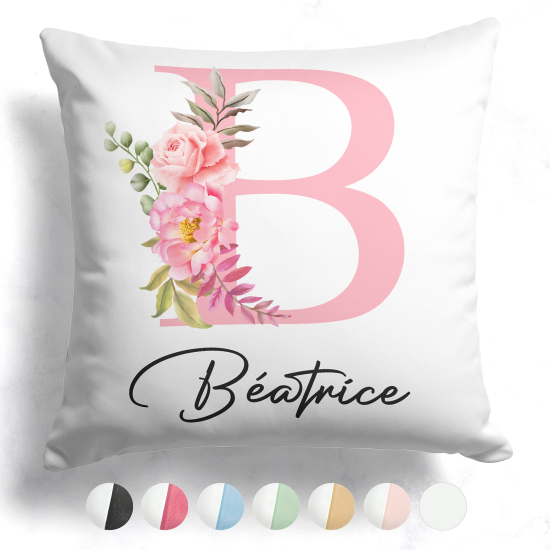 Coussin monogramme bicolore personnalisé - Lettre B