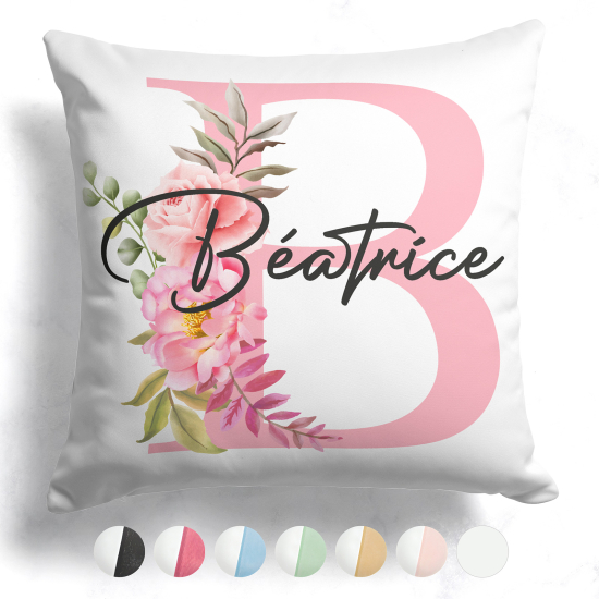 Coussin monogramme bicolore personnalisé - Lettre B