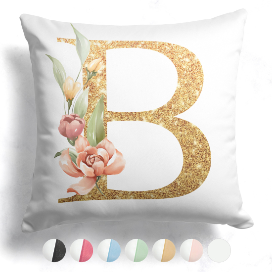 Coussin monogramme bicolore personnalisé - Lettre B