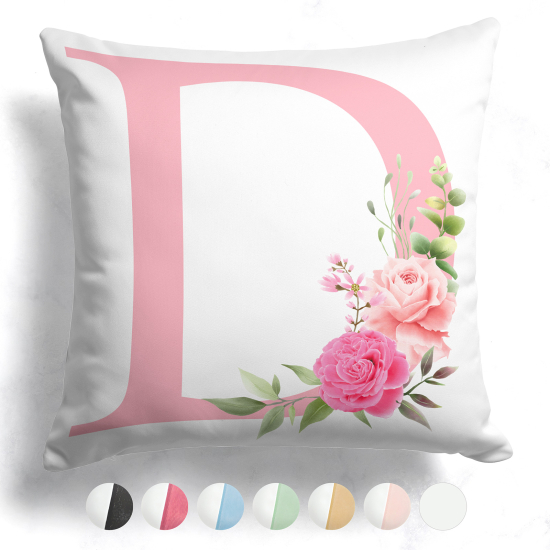 Coussin monogramme bicolore personnalisé - Lettre D