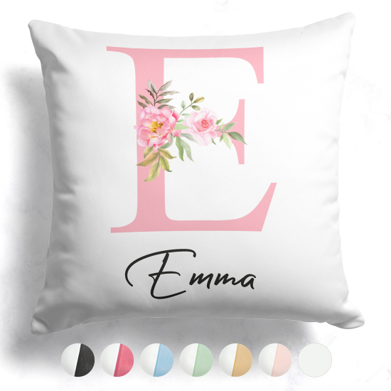 Coussin monogramme bicolore personnalisé - Lettre E