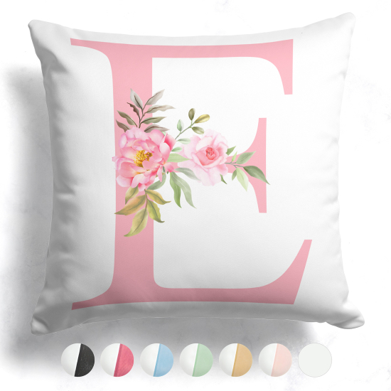 Coussin monogramme bicolore personnalisé - Lettre E