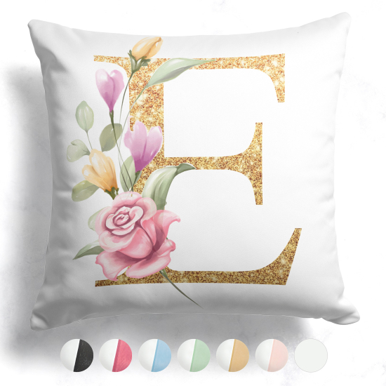 Coussin monogramme bicolore personnalisé - Lettre E