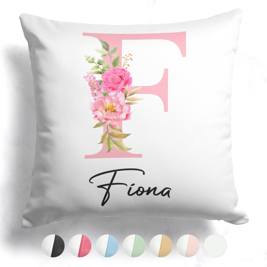 Coussin monogramme bicolore personnalisé - Lettre F