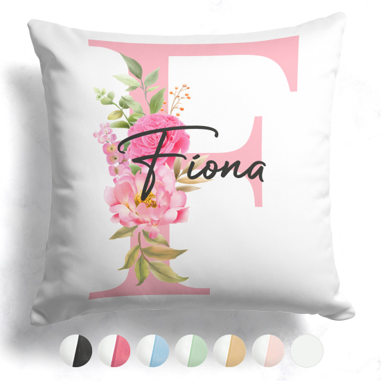 Coussin monogramme bicolore personnalisé - Lettre F