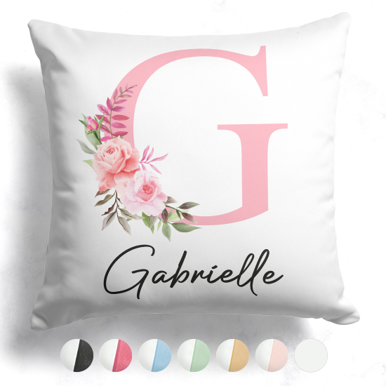 Coussin monogramme bicolore personnalisé - Lettre G