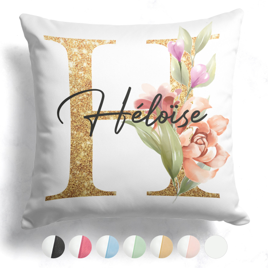 Coussin monogramme bicolore personnalisé - Lettre H