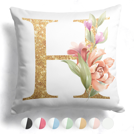 Coussin monogramme bicolore personnalisé - Lettre H