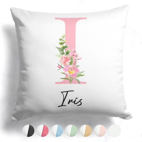 Coussin monogramme bicolore personnalisé - Lettre I