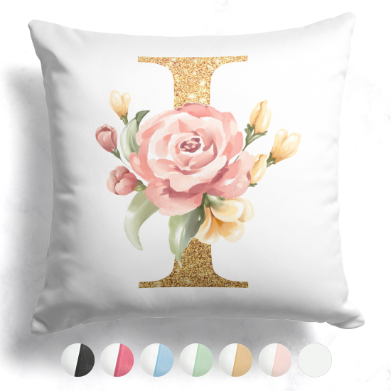 Coussin monogramme bicolore personnalisé - Lettre I