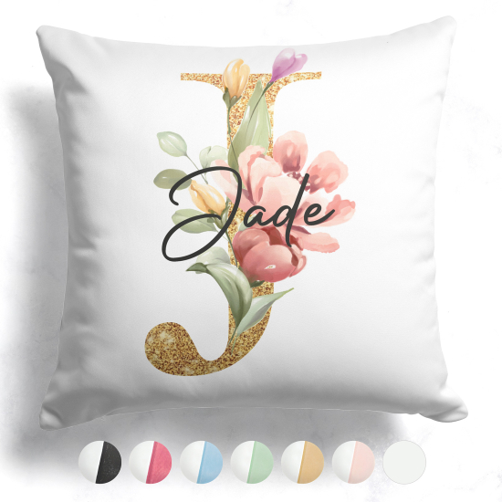 Coussin monogramme bicolore personnalisé - Lettre J