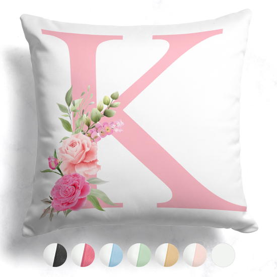 Coussin monogramme bicolore personnalisé - Lettre K