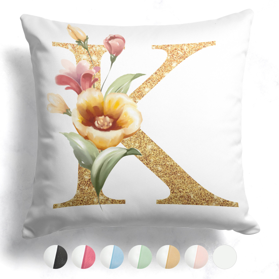 Coussin monogramme bicolore personnalisé - Lettre K