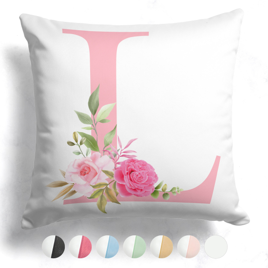 Coussin monogramme bicolore personnalisé - Lettre L