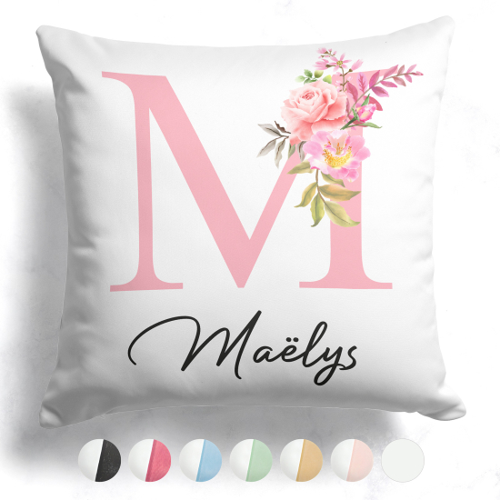 Coussin monogramme bicolore personnalisé - Lettre M