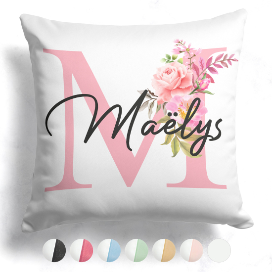 Coussin monogramme bicolore personnalisé - Lettre M