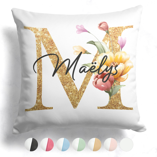 Coussin monogramme bicolore personnalisé - Lettre M