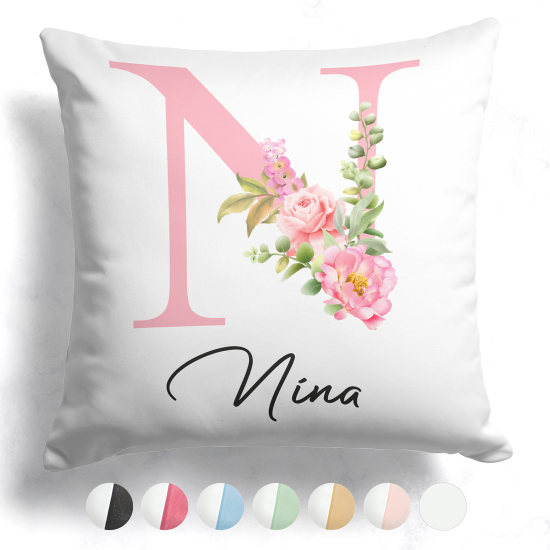 Coussin monogramme bicolore personnalisé - Lettre N