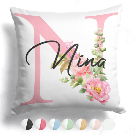 Coussin monogramme bicolore personnalisé - Lettre N