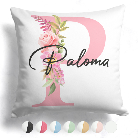 Coussin monogramme bicolore personnalisé - Lettre P