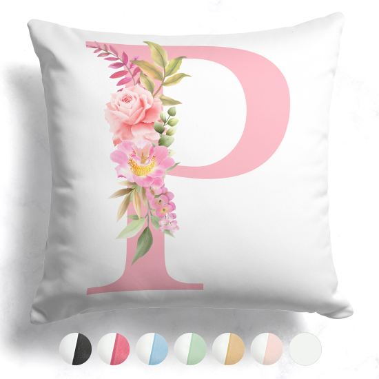 Coussin monogramme bicolore personnalisé - Lettre P