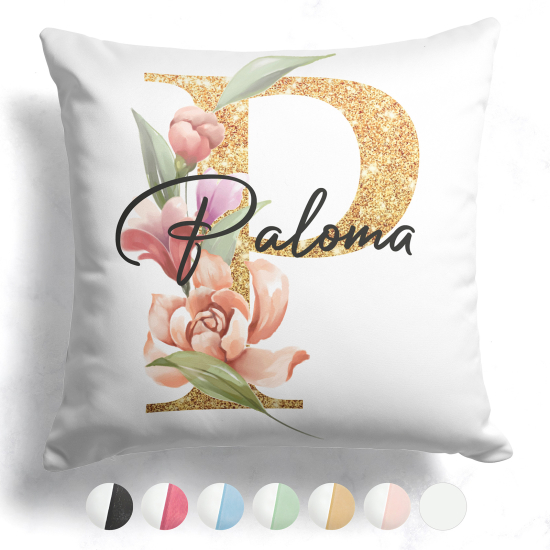 Coussin monogramme bicolore personnalisé - Lettre P