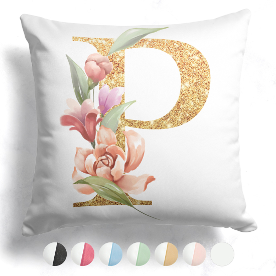 Coussin monogramme bicolore personnalisé - Lettre P