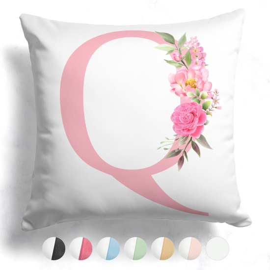 Coussin monogramme bicolore personnalisé - Lettre Q