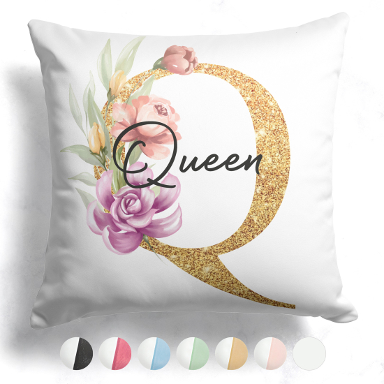 Coussin monogramme bicolore personnalisé - Lettre Q