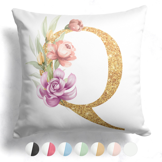 Coussin monogramme bicolore personnalisé - Lettre Q