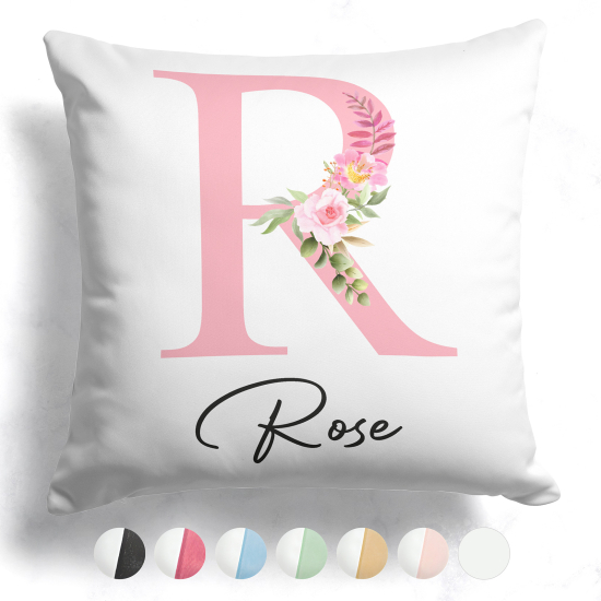 Coussin monogramme bicolore personnalisé - Lettre R