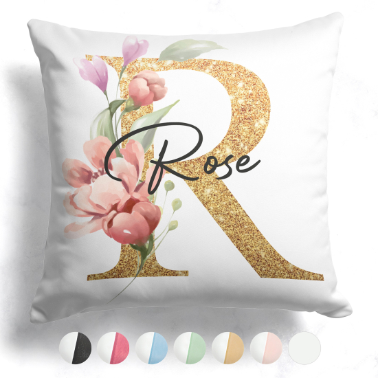 Coussin monogramme bicolore personnalisé - Lettre R