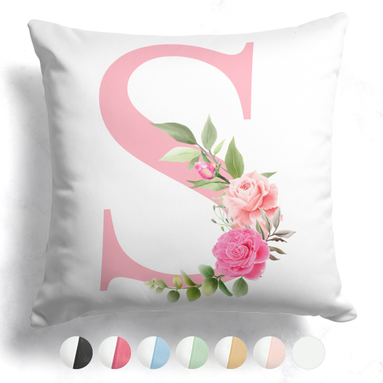 Coussin monogramme bicolore personnalisé - Lettre S