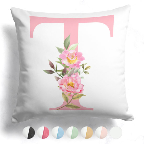 Coussin monogramme bicolore personnalisé - Lettre T