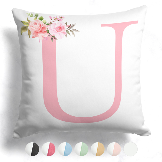 Coussin monogramme bicolore personnalisé - Lettre U