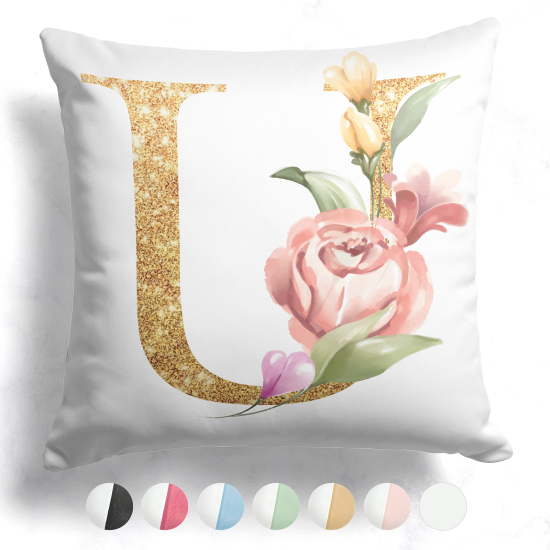 Coussin monogramme bicolore personnalisé - Lettre U