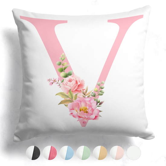 Coussin monogramme bicolore personnalisé - Lettre V