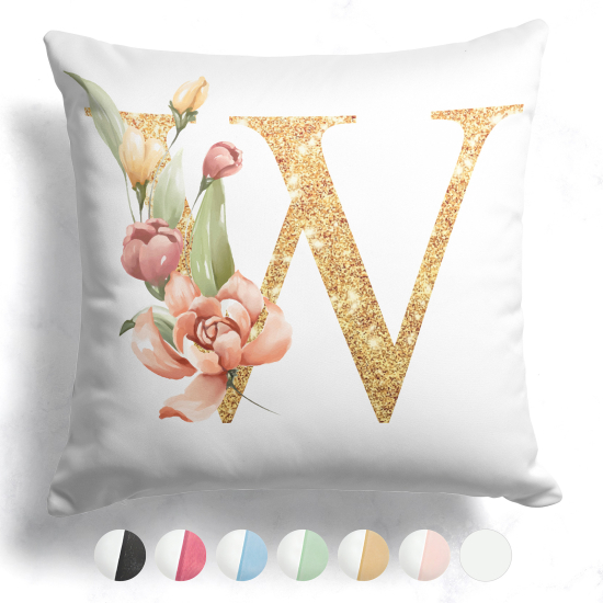 Coussin monogramme bicolore personnalisé - Lettre W