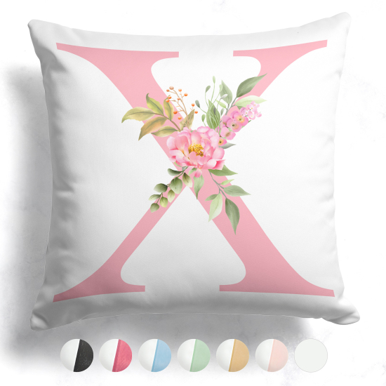 Coussin monogramme bicolore personnalisé - Lettre X