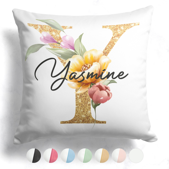 Coussin monogramme bicolore personnalisé - Lettre Y