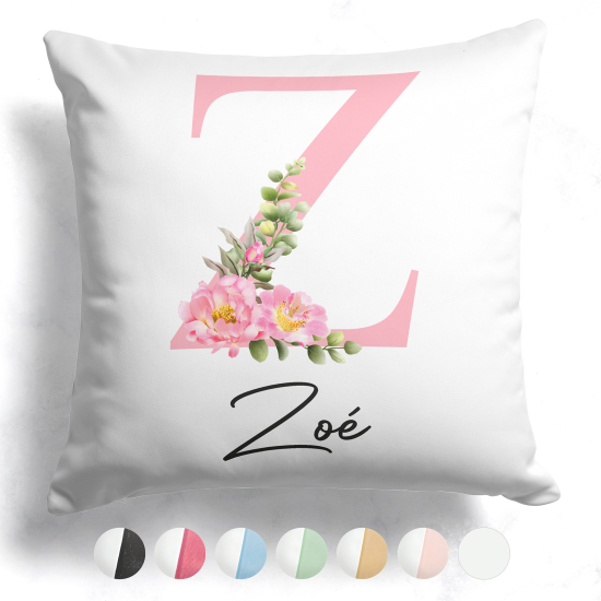 Coussin monogramme bicolore personnalisé - Lettre Z