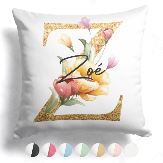 Coussin monogramme bicolore personnalisé - Lettre Z