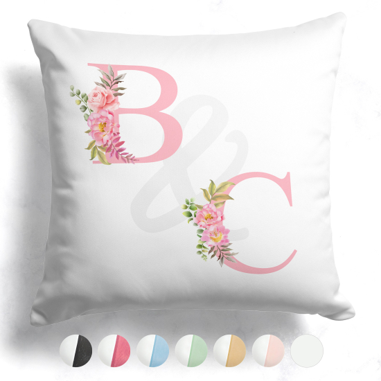 Coussin monogrammes bicolore personnalisé