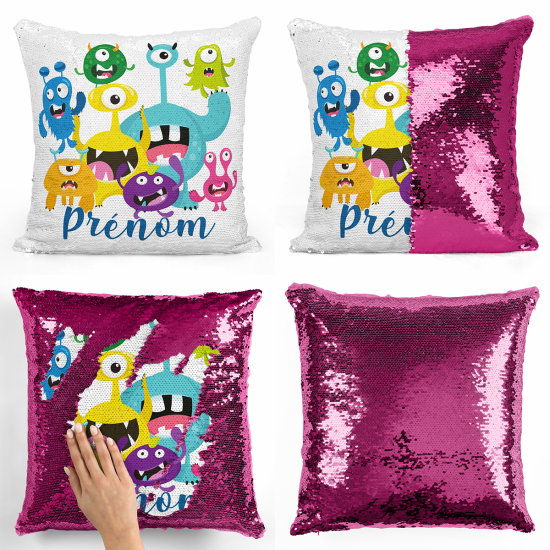 Coussin sequins personnalisé - Monstres